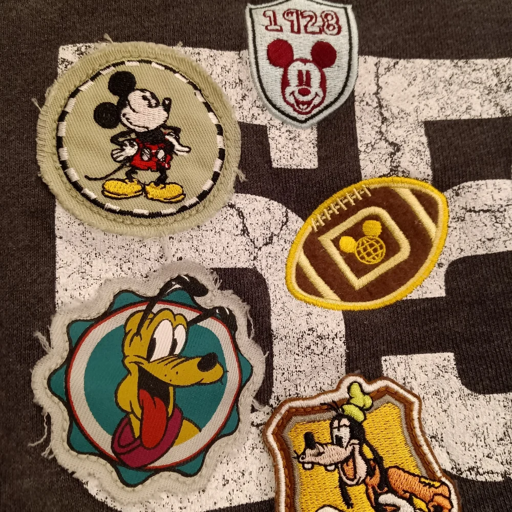 Kids Disney Parks Disneyland Zip Hoodie Fleece Jacket Retro Patches Size 12 mo